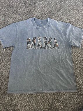 SHEIN Gray 'MAMA' Graphic Short Sleeve Tee